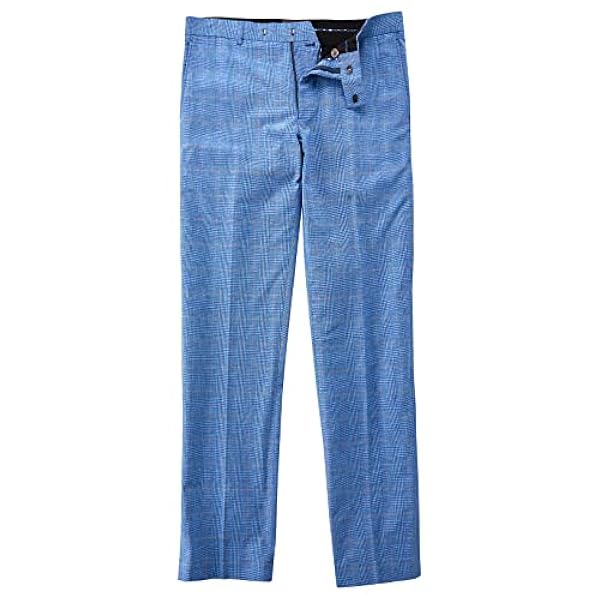 Joe Browns herr Kostymbyxor Ljusblå rutiga veckade främre smarta kostymbyxor